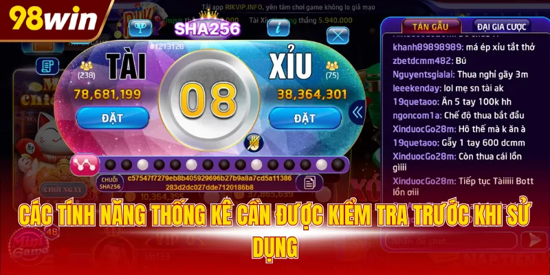 Các tính năng thống kê cần được kiểm tra trước khi sử dụng